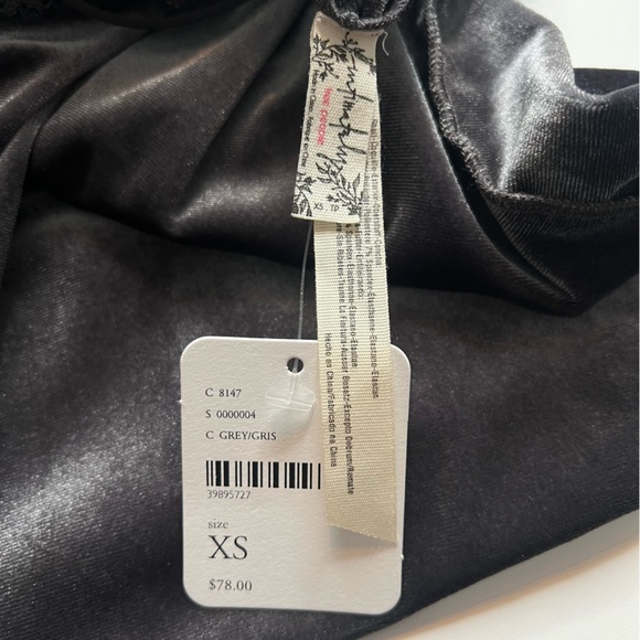 NWT Free People Lace Yasmine Velvet Slip Mini Dress Pajama Lingerie Grey XS - Picture 10 of 10